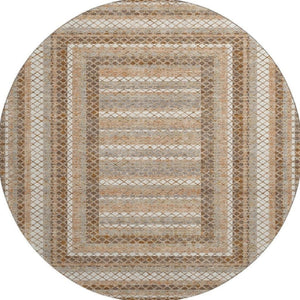 HomeRoots 8' X 10' Chocolate Ivory Beige Geometric Area Rug - Washable, Stain-Resistant, UV Protected Comfort 710871