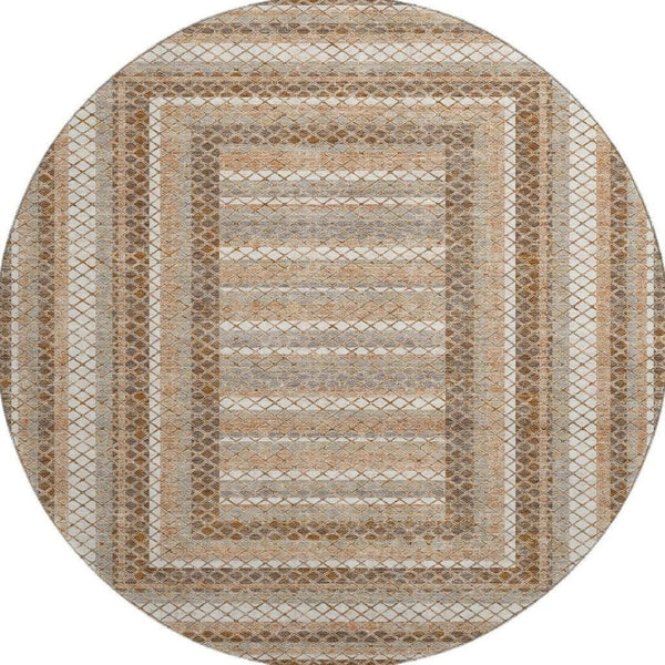 HomeRoots 8' X 10' Chocolate Ivory Beige Geometric Area Rug - Washable, Stain-Resistant, UV Protected Comfort 710871