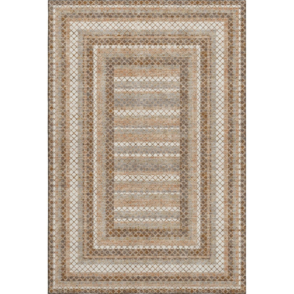 HomeRoots 9' X 12' Geometric Area Rug in Chocolate, Ivory & Beige - Washable, UV-Protected, Stylish & Durable! 710872
