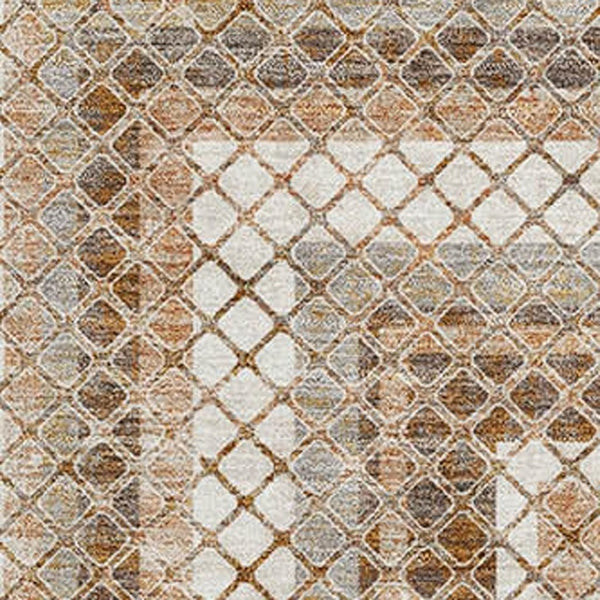 HomeRoots 9' X 12' Geometric Area Rug in Chocolate, Ivory & Beige - Washable, UV-Protected, Stylish & Durable! 710872