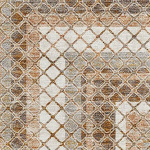 HomeRoots 10' X 14' Geometric Washable Area Rug in Chocolate Ivory Beige - UV Protected, Durable & Stylish! 710873
