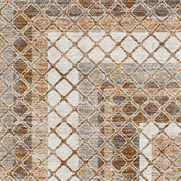 HomeRoots 10' X 14' Geometric Washable Area Rug in Chocolate Ivory Beige - UV Protected, Durable & Stylish! 710873