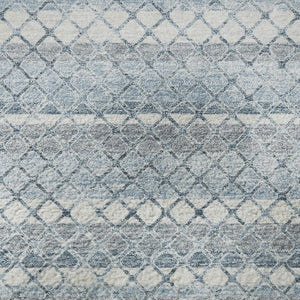 HomeRoots 8' X 10' Denim Blue & Ivory Geometric Area Rug - Washable, UV Protected, Stylish & Durable Design 710877
