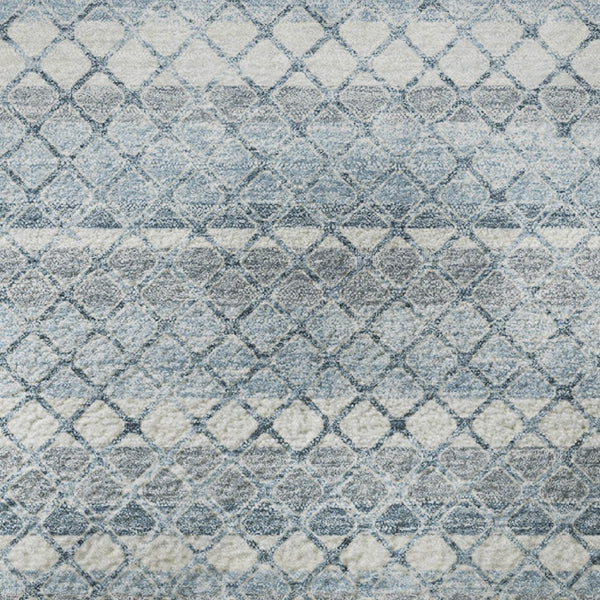 HomeRoots 8' X 10' Denim Blue & Ivory Geometric Area Rug - Washable, UV Protected, Stylish & Durable Design 710877