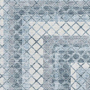HomeRoots 10' X 14' Denim Blue & Ivory Geometric Area Rug - Stain-Resistant, UV Protected, Perfect for Any Space 710879