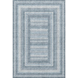 HomeRoots 10' X 14' Denim Blue & Ivory Geometric Area Rug - Stain-Resistant, UV Protected, Perfect for Any Space 710879
