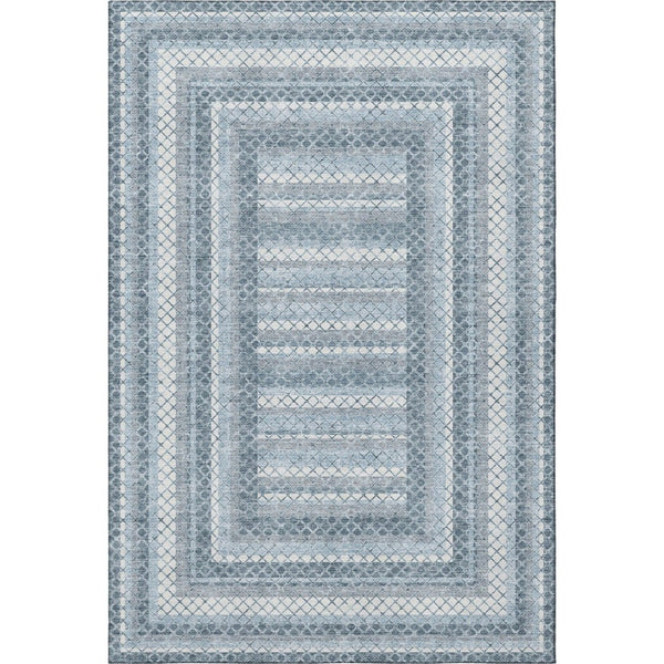 HomeRoots 10' X 14' Denim Blue & Ivory Geometric Area Rug - Stain-Resistant, UV Protected, Perfect for Any Space 710879