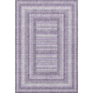 HomeRoots 5' X 8' Modern Lavender and Ivory Geometric Area Rug – Washable, UV Protected, Pet-Friendly Design 710881