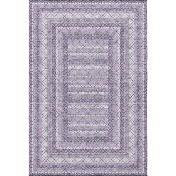 HomeRoots 5' X 8' Modern Lavender and Ivory Geometric Area Rug – Washable, UV Protected, Pet-Friendly Design 710881