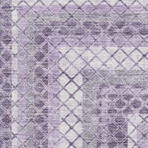 HomeRoots 8' Lavender Geometric Round Rug - Washable, UV Protected, Durable Design for Modern Homes & Style 710882