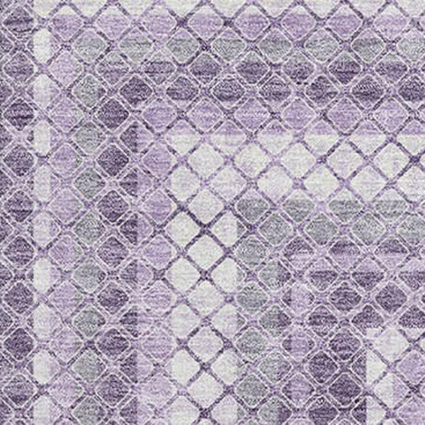 HomeRoots 8' Lavender Geometric Round Rug - Washable, UV Protected, Durable Design for Modern Homes & Style 710882
