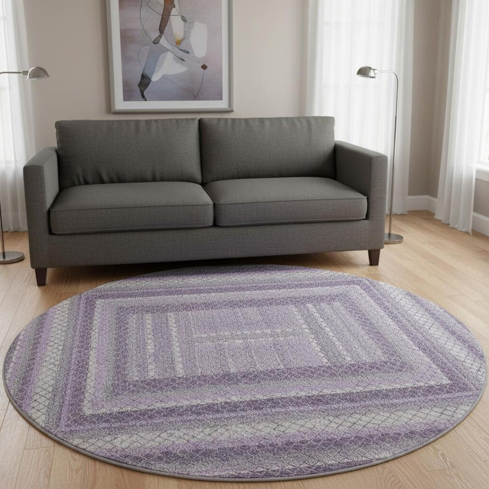 HomeRoots 8' X 10' Lavender and Ivory Geometric Area Rug - Stylish, Washable, UV-Protected for Every Space! 710883
