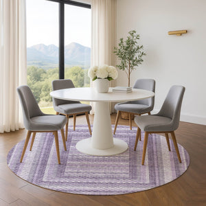 HomeRoots 8' X 10' Lavender and Ivory Geometric Area Rug - Stylish, Washable, UV-Protected for Every Space! 710883