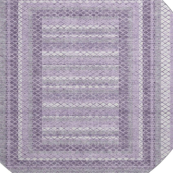 HomeRoots 8' X 10' Lavender and Ivory Geometric Area Rug - Stylish, Washable, UV-Protected for Every Space! 710883