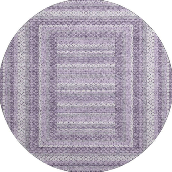 HomeRoots 8' X 10' Lavender and Ivory Geometric Area Rug - Stylish, Washable, UV-Protected for Every Space! 710883