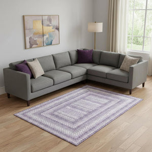 HomeRoots 10' X 14' Modern Lavender & Ivory Geometric Area Rug - Washable, UV Protected, Durable & Stylish! 710885