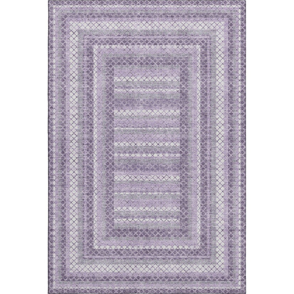 HomeRoots 10' X 14' Modern Lavender & Ivory Geometric Area Rug - Washable, UV Protected, Durable & Stylish! 710885