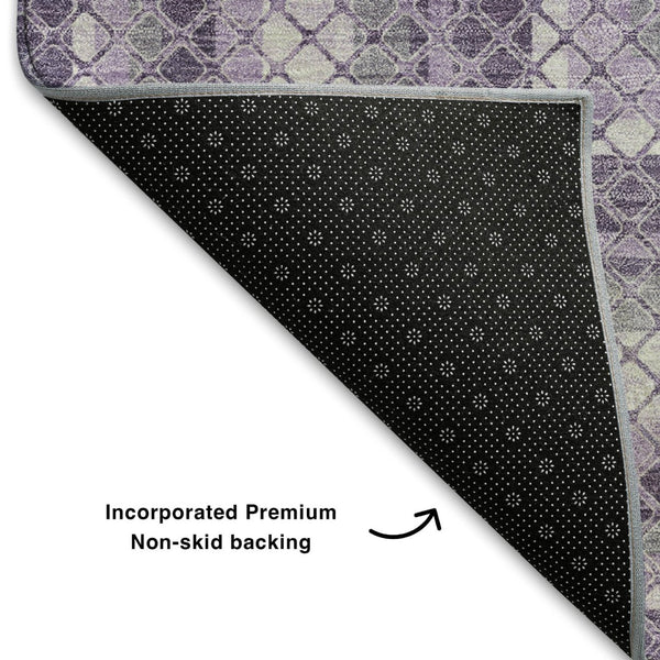 HomeRoots 10' X 14' Modern Lavender & Ivory Geometric Area Rug - Washable, UV Protected, Durable & Stylish! 710885