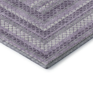 HomeRoots 10' X 14' Modern Lavender & Ivory Geometric Area Rug - Washable, UV Protected, Durable & Stylish! 710885
