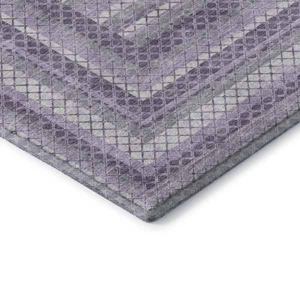 HomeRoots 10' X 14' Modern Lavender & Ivory Geometric Area Rug - Washable, UV Protected, Durable & Stylish! 710885