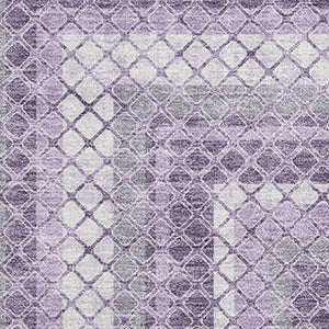 HomeRoots 10' X 14' Modern Lavender & Ivory Geometric Area Rug - Washable, UV Protected, Durable & Stylish! 710885