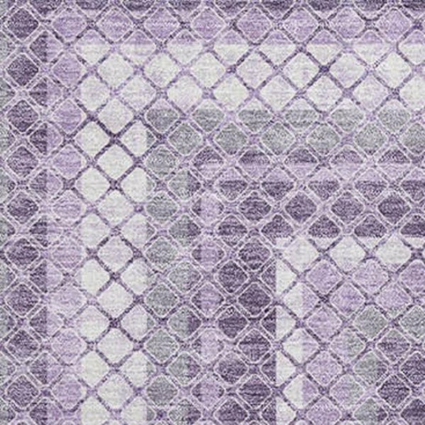 HomeRoots 10' X 14' Modern Lavender & Ivory Geometric Area Rug - Washable, UV Protected, Durable & Stylish! 710885
