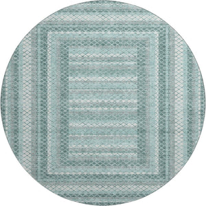 HomeRoots 8' X 10' Teal Ivory Gray Geometric Washable Area Rug - Stain Resistant, UV Protected & Non-Slip! 710889