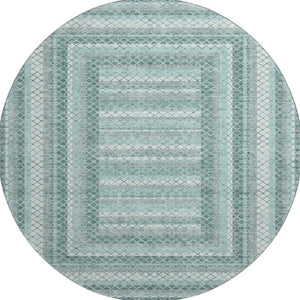 HomeRoots 8' X 10' Teal Ivory Gray Geometric Washable Area Rug - Stain Resistant, UV Protected & Non-Slip! 710889
