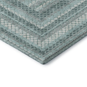 HomeRoots 9' X 12' Teal Ivory and Gray Geometric Washable Area Rug with UV Protection for Stylish Spaces 710890