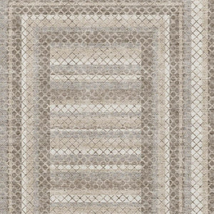 HomeRoots 5' X 8' Geometric Washable Area Rug in Taupe, Ivory & Gray – UV Protected, Durable & Stylish Design 710893