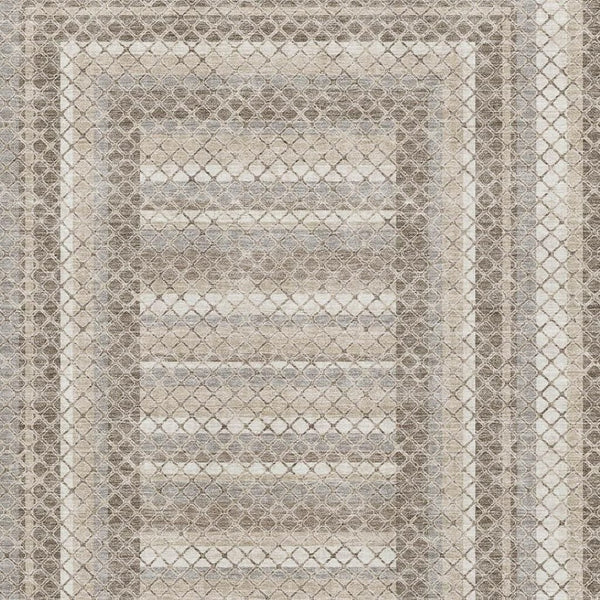 HomeRoots 5' X 8' Geometric Washable Area Rug in Taupe, Ivory & Gray – UV Protected, Durable & Stylish Design 710893