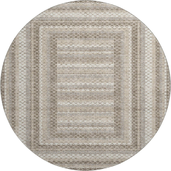 HomeRoots 8' X 10' Geometric Washable Area Rug in Taupe, Ivory & Gray – UV Protected, Stain-Resistant Design! 710895