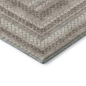 HomeRoots 8' X 10' Geometric Washable Area Rug in Taupe, Ivory & Gray – UV Protected, Stain-Resistant Design! 710895