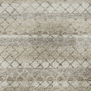 HomeRoots 8' X 10' Geometric Washable Area Rug in Taupe, Ivory & Gray – UV Protected, Stain-Resistant Design! 710895