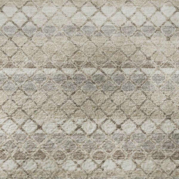 HomeRoots 8' X 10' Geometric Washable Area Rug in Taupe, Ivory & Gray – UV Protected, Stain-Resistant Design! 710895