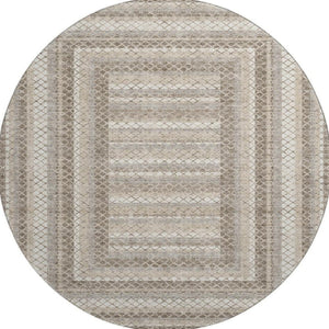 HomeRoots 8' X 10' Geometric Washable Area Rug in Taupe, Ivory & Gray – UV Protected, Stain-Resistant Design! 710895
