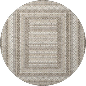 HomeRoots 8' X 10' Geometric Washable Area Rug in Taupe, Ivory & Gray – UV Protected, Stain-Resistant Design! 710895