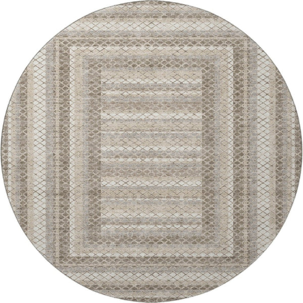 HomeRoots 8' X 10' Geometric Washable Area Rug in Taupe, Ivory & Gray – UV Protected, Stain-Resistant Design! 710895