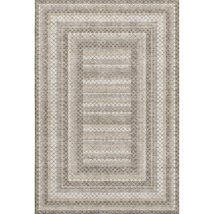 HomeRoots 9' X 12' Taupe Ivory and Gray Geometric Area Rug - Washable, UV Protected, Durable for High Traffic Spaces 710896