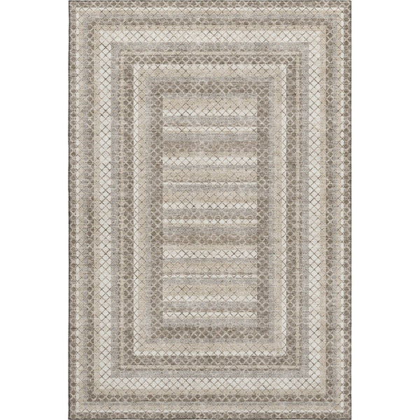 HomeRoots 9' X 12' Taupe Ivory and Gray Geometric Area Rug - Washable, UV Protected, Durable for High Traffic Spaces 710896