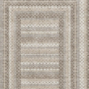 HomeRoots 9' X 12' Taupe Ivory and Gray Geometric Area Rug - Washable, UV Protected, Durable for High Traffic Spaces 710896