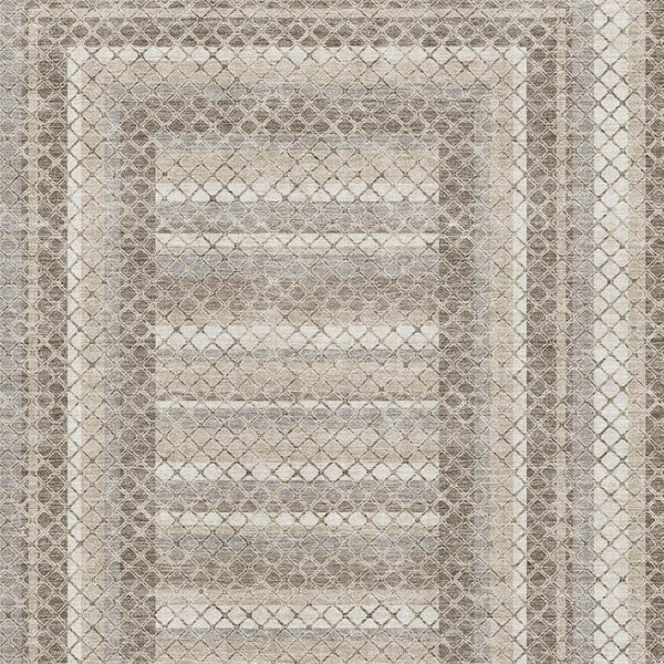 HomeRoots 9' X 12' Taupe Ivory and Gray Geometric Area Rug - Washable, UV Protected, Durable for High Traffic Spaces 710896