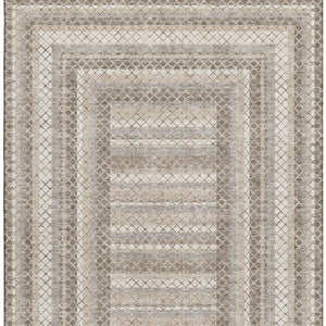 HomeRoots 9' X 12' Taupe Ivory and Gray Geometric Area Rug - Washable, UV Protected, Durable for High Traffic Spaces 710896