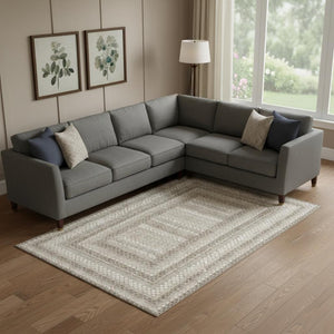 HomeRoots 10' X 14' Taupe Ivory & Gray Geometric Area Rug - Washable, UV Protected, Perfect for High-Traffic Homes! 710897