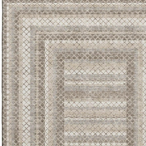 HomeRoots 10' X 14' Taupe Ivory & Gray Geometric Area Rug - Washable, UV Protected, Perfect for High-Traffic Homes! 710897