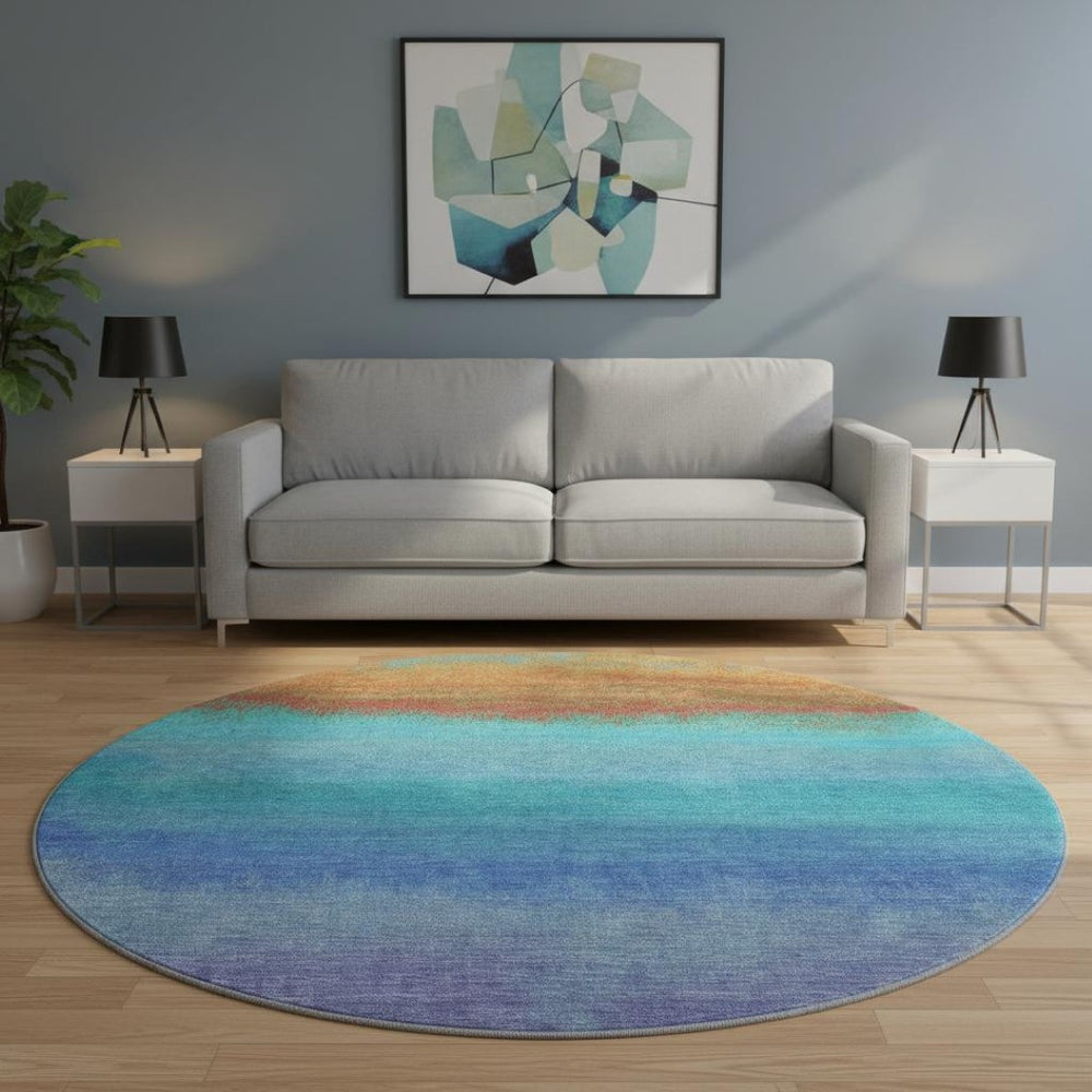 HomeRoots 8' X 10' Vibrant Aqua, Orange & Copper Ombre Area Rug - Durable, Stain Resistant & UV Protected! 710901