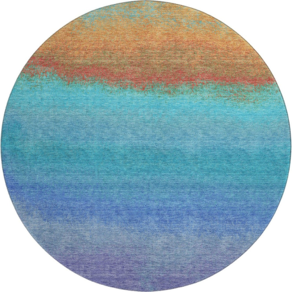 HomeRoots 8' X 10' Vibrant Aqua, Orange & Copper Ombre Area Rug - Durable, Stain Resistant & UV Protected! 710901