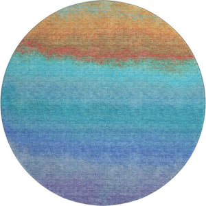 HomeRoots 8' X 10' Vibrant Aqua, Orange & Copper Ombre Area Rug - Durable, Stain Resistant & UV Protected! 710901