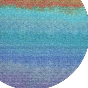 HomeRoots 8' X 10' Vibrant Aqua, Orange & Copper Ombre Area Rug - Durable, Stain Resistant & UV Protected! 710901