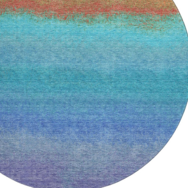 HomeRoots 8' X 10' Vibrant Aqua, Orange & Copper Ombre Area Rug - Durable, Stain Resistant & UV Protected! 710901